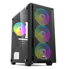 Корпус Wintek LC Tornado 1906-B TG, Micro ATX, USB 1*3.0/2*2.0, HD+Mic, 0,45mm, 4*12cm RGB fan, чёрный