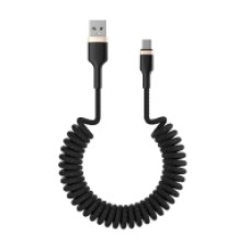 Кабель Olmio SPRING, USB 2.0 - USB Type-C, 1.5м, 3A, черный