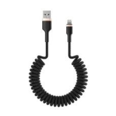Кабель Olmio SPRING, USB 2.0 - lightning, 1.5м, 2.4A, черный