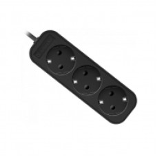 Удлинитель Defender с заземлением M318 1.8 м, 3 розетки черный