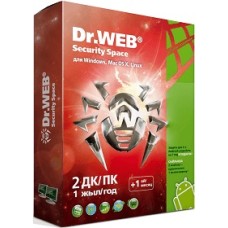 Программное обеспечение Dr.Web Security Space Лицензионный сертификат для 2 ПК на 1 год + 1 месяц в подарок