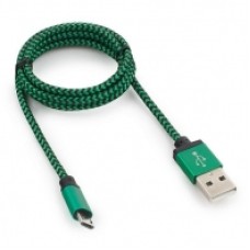Кабель USB 2.0 Cablexpert CC-mUSB2gn1m, USB-MicroUSB, 1м, нейлоновая оплетка, алюм разъемы, зеленый