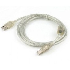 Кабель USB 2.0 Pro Cablexpert CCF-USB2-AMBM-TR-10, AM/BM, 3м, экран, феррит.кольцо, прозрачный, паке