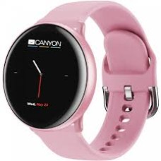 CANYON Marzipan SW-75 Smart watch, 1.22inches IPS full touch screen, aluminium+plastic body,IP68 waterproof, multi-sport mode with swimming mode, compatibility with iOS and android,Pink with extra pink leather belt, Host: 41.5x11.6mm, Strap: 240x20mm, 20