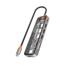 CANYON hub DS-13 7in1 4k USB-C Transparent Space Grey