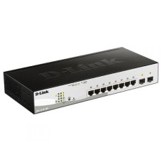 Коммутатор, D-Link, DGS-1210-10P/F3A, Управляемый L2, 8 портов 10/100/1000Base-T, PoE 802.3af/at, PoE-бюджет 65 Вт, 2 порта 1000Base-X SFP, Стоечный