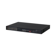 Коммутатор, Dahua, DH-PFS3218-16ET-135, PoE IEEE802.3af, IEEE802.3at, Hi-PoE, PoE бюджет 135 Вт,16 x 10/100Мбит/с (PoE), 2 х 1000М комбо SFP/RJ45, Управляемый L2