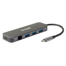 Сетевой адаптер, D-Link, DUB-2334/A1A,разъем USB Type-C, 3 порта USB 3.0, 1 порт USB Type-C/PD 3.0 и 1 порт Gigabit Ethernet