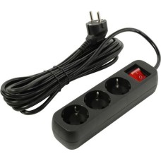 Удлинитель с заземлением Defender G350 Выключатель, 5.0 м, 3 розетки, черный