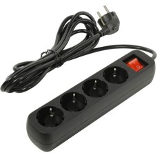 Удлинитель с заземлением Defender G430 Выключатель, 3.0 м, 4 розетки, черный