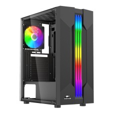 Корпус Wintek Flame-V3 I218-B TG, ATX/Micro ATX, USB 1*3.0/1*2.0, 0.5mm, 1*12cm RGB, чёрный