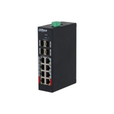 Коммутатор, Dahua, DH-HS4412-8ET-96, Управляемый L2, 8 10/100 Mbps PoE портов (port1-2<=90W,port3-8<=30W,total<=96W), 4 SFP 1000 Mbps, индустриальный, –30 °C to +65 °C