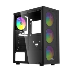 Корпус Wintek Magic L204-B-M TG, ATX/Micro ATX, USB1*3.0/1*2.0, 0.45mm, 4*12cm FRGB fan, Black