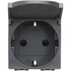 Legrand L4141PW LL Розетка 2К+З с крышкой, антрацит