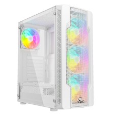 Корпус Wintek Star JX188-2-W TG, ITX/ATX, USB1*3.0/2*2.0, HD-Aud+Mic, 0,5mm, 4*ARGB fan+contr, белый