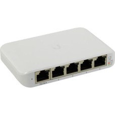 UBIQUITI Flex Mini; (4) GbE ports; (1) GbE PoE input port for power; Optional powering with included 5V, 1A USB-C adapter.
