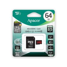 Карта памяти Micro SDXC 64Gb Apacer, Class 10 UHS-I U1, адаптер