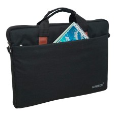 Сумка для ноутбука Marten с кожанной ручкой B007, 15.6", Black