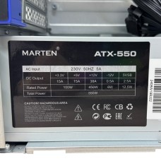 Корпус Marten MATX 2U34U21T1A250WB 2xUSB3.2/4xUSB2.0/Type-C/2xMic/с БП/Черная