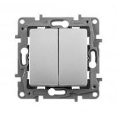 Выключатель двухклавишный, Legrand, 672402, Etika 10 A 250 В алюминий