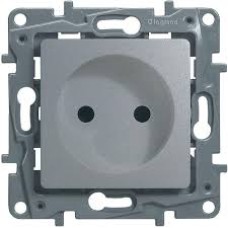 Розетка, Legrand, 672434, Etika 2К со шторками винтовые зажимы 16 А 250 В алюминий