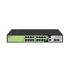 Коммутатор, BDCOM, S1500-16P2G2S, Неуправляемый, 16 портов PoE (180W) 10/100/1000M RJ45, 2 порта 10/100/1000М, 2 порта SFP, Стоечный