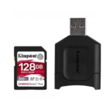 Карта памяти SD, Kingston Canvas React Plus, 128GB, SDR2/128GB, UHS-II, R300/W260 + USB Adapter