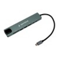 Концентратор USB Gembird UHB-D3, Серый Hub 3 port, USB Type-C/­2xType-A/­HDMI/­SD/­microSD/­Rj45, grey