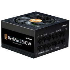 Блок питания Zalman Teramax 2 (850W) >90%, 80+ Gold, 120mm, 1xMB 28pin (18+10), 2xCPU 8pin(4+4), 3xMolex, 12xSATA, 4xPCIe 8pin(6+2), 1х12VHPWR, Fully Modular