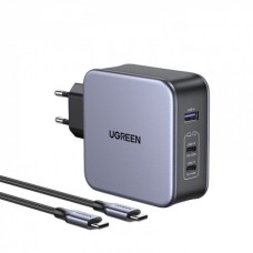 Зарядное устройство Ugreen CD289 90549 Nexode 140W 1*USB-А, 2*USB-C GaN with C to C Cable 2M