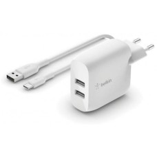 Сетевое ЗУ Belkin Home Charger 24W DUAL USB 2.4A, MicroUSB 1m, white