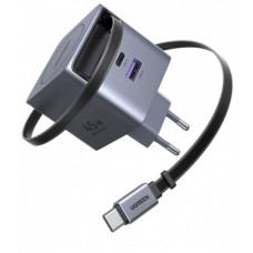 Зарядное устройство UGREEN X614 45W 2C1A GaN Fast Charger with Retractable Cable USB-C, 65822