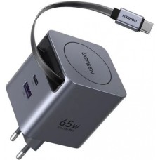 Зарядное устройство UGREEN X615 65W 2C1A GaN Fast Charger with Retractable Cable USB-C, 65825