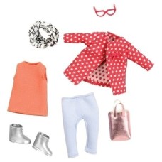 НАБОР ОДЕЖДЫ ДЛЯ КУКОЛ ТКАНЕВЫЙ LORI КРАСНОЕ ПАЛЬТО С УЗОРОМ LO30014Z