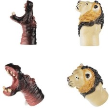 Игровой набор Same Toy Пальчиковый театр 2 ед, Бегемот и Лев