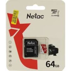 Карта памяти, Netac, NT02P500ECO-064G-R, MicroSDXC 64GB, с адаптером SD