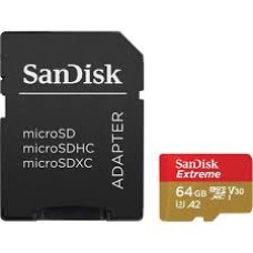 SANDISK Extreme microSDXC 64GB + SD Adapter + 1 year RescuePRO Deluxe up to 170MB/s & 80MB/s Read/Write speeds A2 C10 V30 UHS-I U3