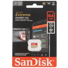 SANDISK Extreme PLUS 64GB SDXC Memory Card + 2 years RescuePRO Deluxe up to 170MB/s & 80MB/s Read/Write speeds, UHS-I, Class 10, U3, V30