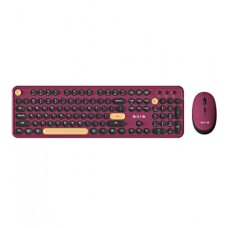 Клавиатура и мышь беспроводные, Aula AC306, Бордовый-черный KeyBoard + mouse Wireless, 2AA, claret-black