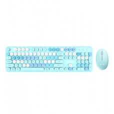 Клавиатура и мышь беспроводные, Aula AC306, Синий-многоцветный KeyBoard + mouse Wireless, 2AA, blue-colorful