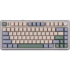 Клавиатура AULA F75, mechanical, Gray Wood V3 switch, 80 keys EN/RU, 2.4/BT/cable, White-Green