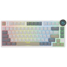 Клавиатура Royal Kludge RK N80, mechanical, Red switch, 80keys EN/RU, 2,4/BT/cable, LCD, Rosy Clouds