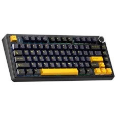 Клавиатура AULA F75, mechanical, Gray Wood V3 switch, 80 keys EN/RU, 2.4/BT/cable, Black-dblu-orange
