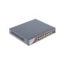 Коммутатор, Hikvision, DS-3E0318P-E/M(B), Неуправляемый, 16 x 10/100 Mbps, РоЕ 802.3af/at 130W, 1 x Gigabit RJ45, 1 x SFP combo, Настольный, Long Range Ports 9 to 16: up to 300 m.
