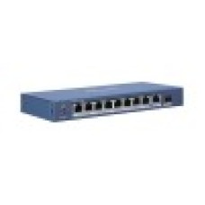 Коммутатор, Hikvision, DS-3E0510P-E(B), Неуправляемый, 8 x Gigabit RJ45, РоЕ 802.3af/at 110W, 1 x Gigabit RJ45, 1 x SFP, Настольный
