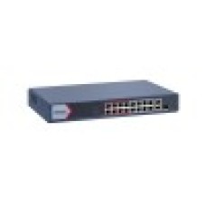 Коммутатор, Hikvision, DS-3E1318P-EI/M, Управляемый L2, 16 x 10/100 Mbps , РоЕ 802.3af/at 130W, 1 x Gigabit RJ45, 1 x SFP combo, Стоечный, Long Range Ports 1 to 16: up to 300 m.