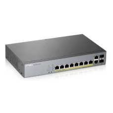 Smart L2 Surveillance Gigabit PoE Switch Zyxel NebulaFlex Pro GS1350-12HP, 10xRJ-45: 1G (8x PoE+), 2xSFP, 130W PoE budget, extended range (250m), rack 19