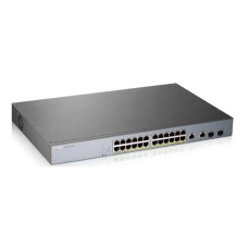 Smart L2 Surveillance Gigabit PoE Switch Zyxel NebulaFlex Pro GS1350-26HP, 24xRJ-45: 1G PoE+, 2xCombo (SFP/RJ-45), 375W PoE budget, extended range (250m), rack 19