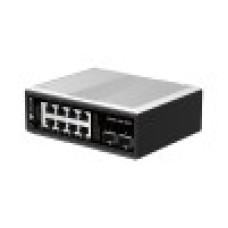 Коммутатор, BDCOM, IES200-L25-8P2S, Управляемый L3-lite, 8 портов 10/100/1000 RJ45, PoE 802.3af/at, бюджет POE 240В (зависит от БП), 2 порта SFP, DC 48-55В Dual RPS, вход DC12V, -40+75°C, DIN-rail, без блока питания