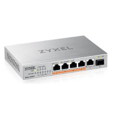 Unmanaged Multi-Gigabit PoE Switch Zyxel XMG-105HP, 5xRJ-45: 1/2.5G (4x PoE++), 1xSFP+, 70W PoE budget, desktop, fanless
